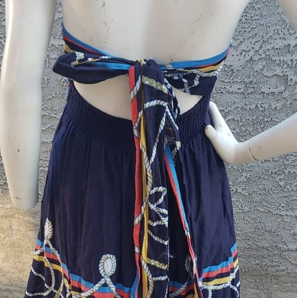 Wakana Koike Anthropologie Roped-In Dress Navy‎ Blue Strapless Nautical - Picture 5 of 11